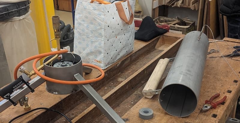 Röstkammer mit schwebenden Kaffeebohnen